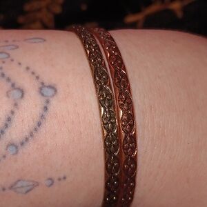 2 Vintage Cross Engraved Bangles